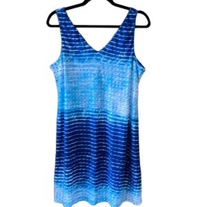 Lauren Ralph Lauren New no Tag 100% Cotton Blue Swing Sleeveless Tie Dye Dress M
